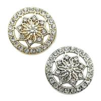 Zinc Alloy Shank Button, Flower, plated, DIY & with rhinestone 