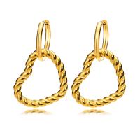 Huggie Hoop Drop Earring, Нержавеющая сталь 304, Сердце, вакуумное ионное покрытие, ювелирные изделия моды & Женский, Золотой, 30.5mm,21*2.5mm, продается Пара