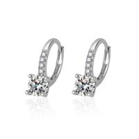 Brass Huggie Hoop Earring, platinum color plated, fashion jewelry & micro pave cubic zirconia & for woman, platinum color 6mm 