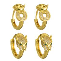 Brass Huggie Hoop Earring, real gold plated & micro pave cubic zirconia & for woman, gold 