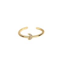 Cubic Zirconia Micro Pave Brass Finger Ring, real gold plated, Adjustable & micro pave cubic zirconia & for woman, gold 