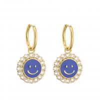 Cubic Zirconia Micro Pave Brass Earring, real gold plated, micro pave cubic zirconia & for woman & enamel 