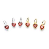 Cubic Zirconia Sterling Silver Pendants, 925 Sterling Silver, Heart, plated, micro pave cubic zirconia 