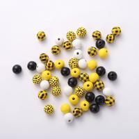 Painted Wood Beads, Round, stoving varnish, DIY 16mm 