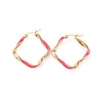 Stainless Steel Hoop Earring, 304 Stainless Steel, fashion jewelry & for woman & enamel 