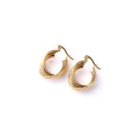 Stainless Steel Hoop Earring, 304 Stainless Steel, 18K gold plated, fashion jewelry & for woman, golden 