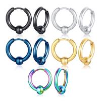 Mens acier inoxydable Hoop boucles d'oreilles, Acier inoxydable 304, Placage ionique sous vide, bijoux de mode & pour homme, plus de couleurs à choisir Vendu par PC