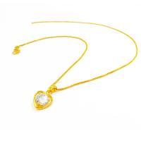 Collar de Latón con Zirconia Cúbica, metal, con cúbica circonia, Corazón, chapado en color dorado, Joyería & para mujer, más colores para la opción, longitud:45 cm, Vendido por UD