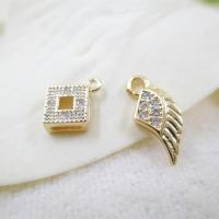 Colgante de Micro Pavé de Zirconía Cúbica, metal, chapado en color dorado, diferentes estilos para la opción & micro arcilla de zirconia cúbica, dorado, Vendido por UD