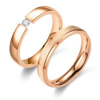 Titan Stahl Fingerring, Titanstahl, Rósegold-Farbe plattiert, verschiedene Größen vorhanden & satiniert, Roségold, verkauft von PC