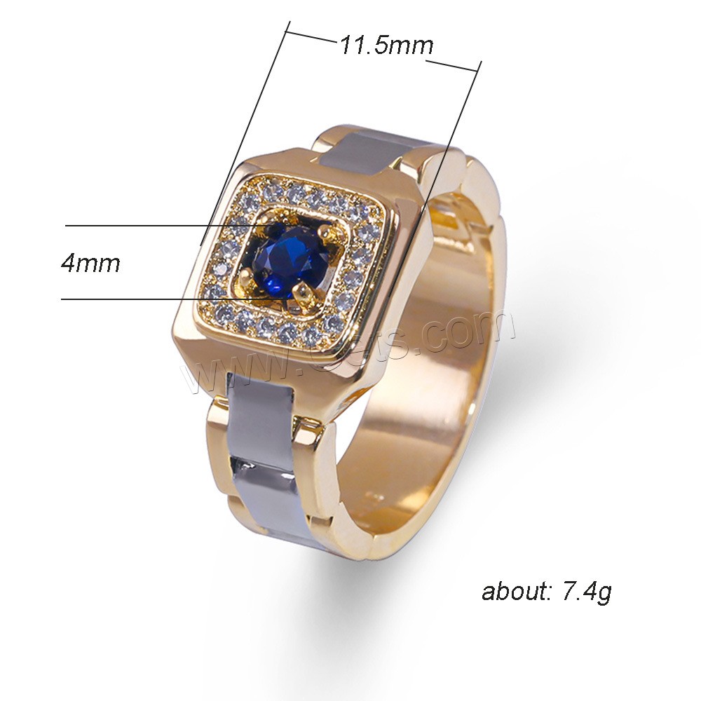 Cubic Zirconia Micro Pave Brass Finger Ring, Geometrical Pattern, plated, different size for choice & micro pave cubic zirconia & for man, more colors for choice, 11.5mm, US Ring Size:6-9, Sold By PC