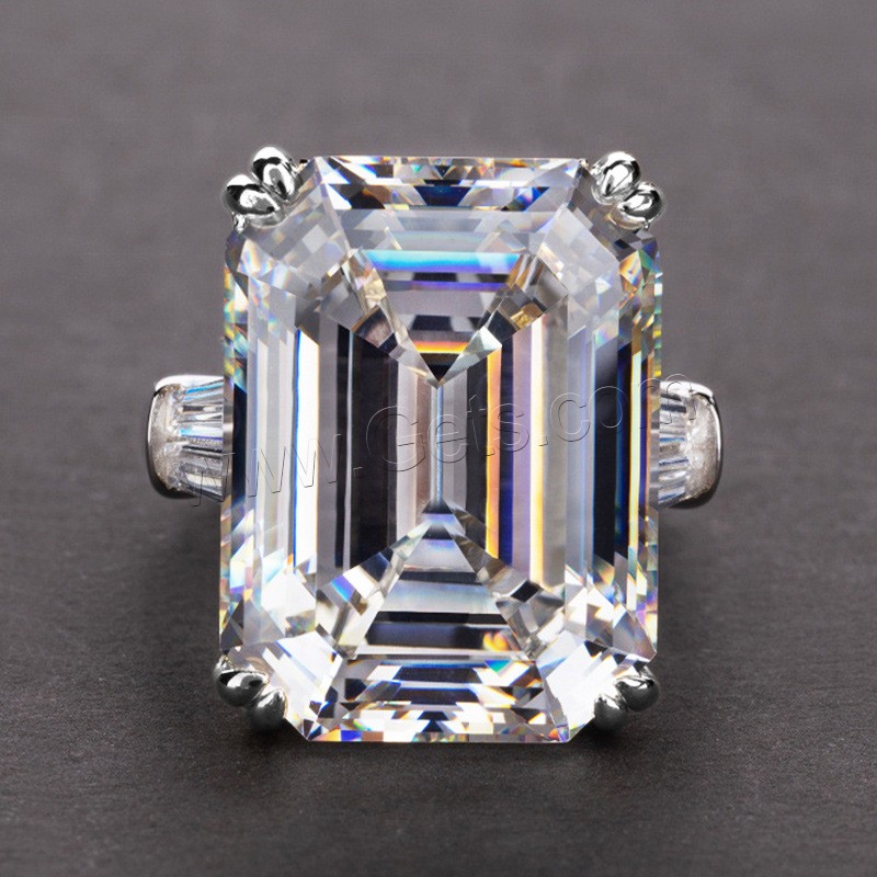 Anneau de cuivre de Zircon, laiton, Motif géométrique, Plaqué de platine, normes différentes pour le choix & pour femme & avec zircone cubique, plus de couleurs à choisir, 10x14mm, Taille:6-10, Vendu par PC