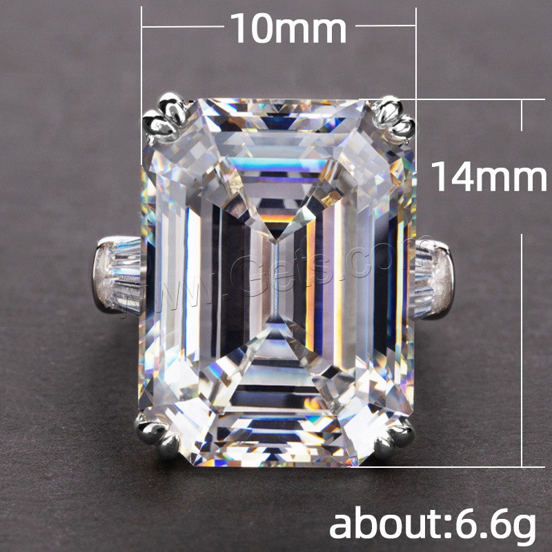 Anneau de cuivre de Zircon, laiton, Motif géométrique, Plaqué de platine, normes différentes pour le choix & pour femme & avec zircone cubique, plus de couleurs à choisir, 10x14mm, Taille:6-10, Vendu par PC