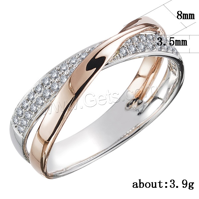 Cubic Zirconia Micro Pave Brass Finger Ring, Geometrical Pattern, plated, different size for choice & micro pave cubic zirconia & for woman, more colors for choice, 8mm, US Ring Size:5-11, Sold By PC