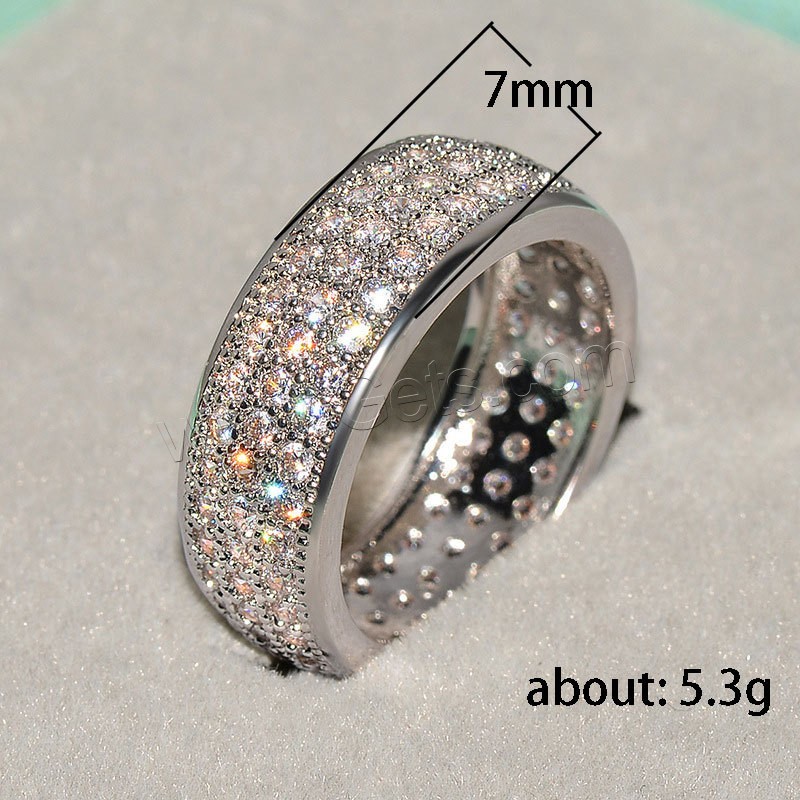 Cubic Zirconia Micro Pave Brass Finger Ring, plated, different size for choice & micro pave cubic zirconia & for woman, more colors for choice, 7mm, US Ring Size:6-10, Sold By PC