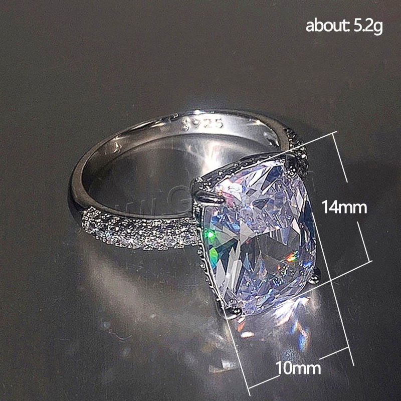 Anneau de cuivre de Zircon, laiton, Motif géométrique, Plaqué de platine, normes différentes pour le choix & pavé de micro zircon & pour femme, plus de couleurs à choisir, Taille:6-10, Vendu par PC