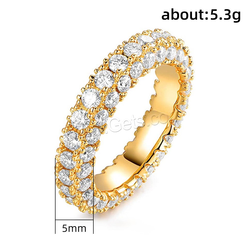 Cubic Zirconia Micro Pave Brass Finger Ring, plated, different size for choice & micro pave cubic zirconia & for woman, more colors for choice, 5mm, US Ring Size:6-10, Sold By PC