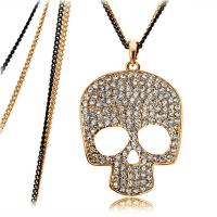 Chaîne en alliage de zinc de fer Collier Pull, crane, bijoux de mode & pour femme & avec strass, plus de couleurs à choisir Environ 29.92 pouce, Vendu par PC