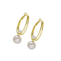 Plastic Pearl Zinc Alloy Earring, with Plastic Pearl, gold color plated, fashion jewelry & for woman 