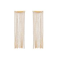 Moda flecos pendientes, acero inoxidable 304, Recubrimiento iónico al vacío, Joyería & para mujer & con diamantes de imitación, dorado, 70x20mm, Vendido por Par