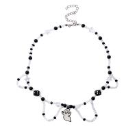 Collier Halloween, alliage de zinc, avec Seedbead & résine, fantôme, Placage de couleur argentée, bijoux de mode & pour femme & émail, deux couleurs différentes cm, Vendu par brin