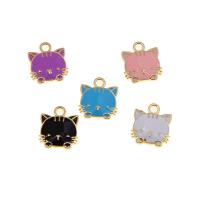 Zinc Alloy Enamel Pendants, Cat, KC gold color plated, Unisex Approx 