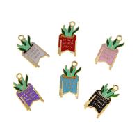 Zinc Alloy Enamel Pendants, plant pot, plated, Unisex Approx 