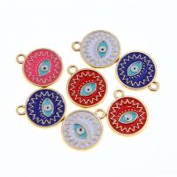 Zink-Legierung Evil Eye Anhänger, Zinklegierung, flache Runde, KC goldfarben plattiert, unisex & Emaille, keine, 18x15x2mm, ca. 100PCs/Tasche, verkauft von Tasche