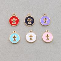 Zinc Alloy Enamel Pendants, Flat Round, KC gold color plated, Unisex & hollow Approx 