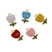 Zinc Alloy Enamel Pendants, Flower, KC gold color plated, Unisex Approx 