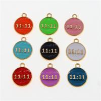 Zinc Alloy Enamel Pendants, Flat Round, KC gold color plated, Unisex Approx 