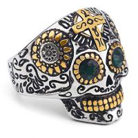 acero inoxidable 316L anillo, Calavera, diverso tamaño para la opción & para hombre & con diamantes de imitación, 28mm, Vendido por UD