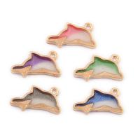 Zinc Alloy Enamel Pendants, Dolphin, plated, DIY 