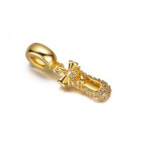 Colgante de Micro Pavé de Zirconía Cúbica, metal, Zapatos, chapado en color dorado, Bricolaje & micro arcilla de zirconia cúbica, dorado, 26x8mm, agujero:aproximado 4.4mm, Vendido por UD