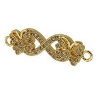 Cubic Zirconia Micro Pave Brass Connector, real gold plated, micro pave cubic zirconia, gold Approx 2mm 