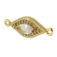 Cubic Zirconia Micro Pave Brass Connector, Eye, real gold plated, micro pave cubic zirconia, gold Approx 1mm 