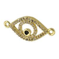 Cubic Zirconia Micro Pave Brass Connector, Eye, real gold plated, micro pave cubic zirconia, gold Approx 1mm 