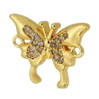 Cubic Zirconia Micro Pave Brass Connector, Butterfly, real gold plated, micro pave cubic zirconia, gold Approx 1mm 