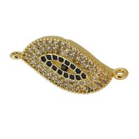 Cubic Zirconia Micro Pave Brass Connector, Eye, real gold plated, micro pave cubic zirconia, gold Approx 1mm 