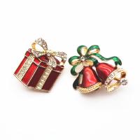 Weihnachten Schmuck Brosche, Zinklegierung, goldfarben plattiert, Weihnachts-Design & verschiedene Stile für Wahl & für Frau & Emaille & mit Strass, verkauft von PC