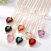 Crystal Zinc Alloy Necklace, with Crystal, with 5cm extender chain, Heart, gold color plated, for woman & faceted Approx 50 cm 