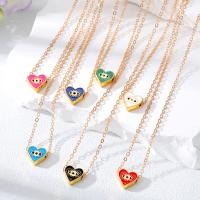 Evil Eye Jewelry Necklace, Zinc Alloy, with 5cm extender chain, Heart, gold color plated, for woman & enamel Approx 50 cm 