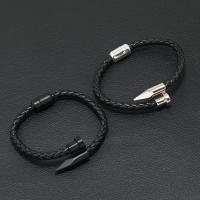 PU Leather Bracelet, with Zinc Alloy, fashion jewelry & for man, black Approx 17-18 cm 