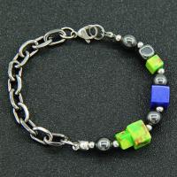 Titanium Steel Bracelet & Bangle, with Cats Eye & Hematite, fashion jewelry & Unisex Approx 8 Inch 