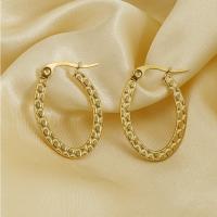 Boucles d'oreilles en acier titane, Plaqué or 18K, bijoux de mode & pour femme, doré, 26mm, Vendu par paire