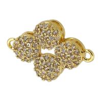 Cubic Zirconia Micro Pave Brass Connector, real gold plated, micro pave cubic zirconia, gold Approx 1.5mm 