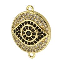 Cubic Zirconia Micro Pave Brass Connector, Flat Round, real gold plated, micro pave cubic zirconia, gold Approx 1mm 