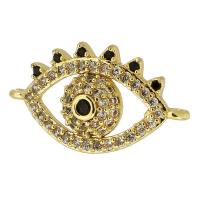 Cubic Zirconia Micro Pave Brass Connector, Eye, real gold plated, micro pave cubic zirconia, gold Approx 1mm 