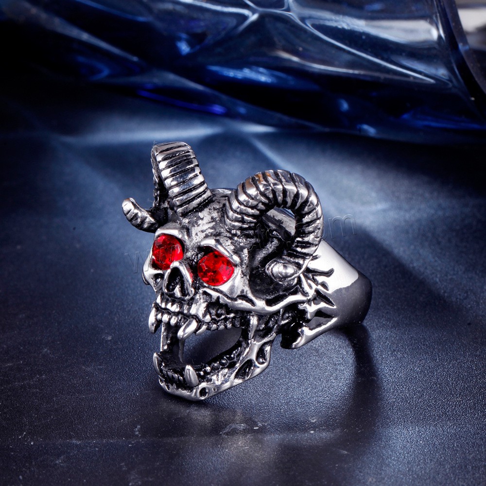 acero inoxidable anillo, Calavera, chapado, diverso tamaño para la opción & para hombre, más colores para la opción, Vendido por UD