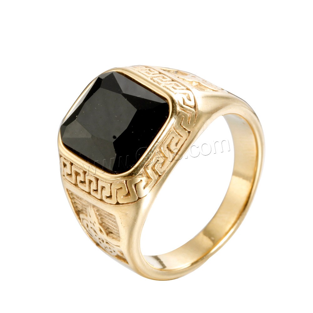 Acier titane bague, avec zircon cubique, Placage, normes différentes pour le choix & pour homme, plus de couleurs à choisir, Vendu par PC